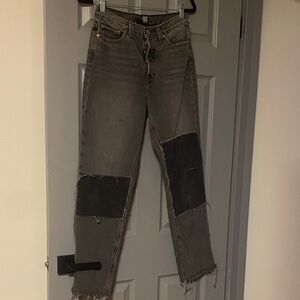 BDG Charcoal Slim Straight patch grunge distressed Jeans size 28